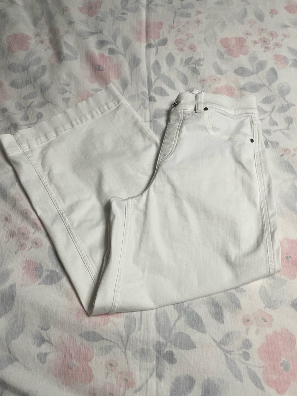 Spanx White Denim Wide Leg Pants Small